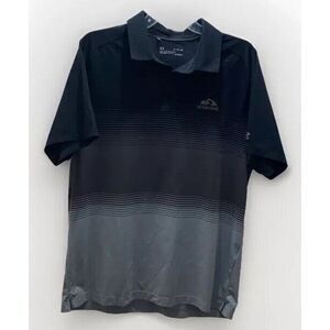 Under Armour Mens XL Black‎ Gray Strip Short Sleeve HeatGear Golf Polo Shirt
